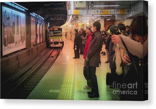 Pedestrians Canvas Print featuring the photograph Tokyo Metro, Japan by Perry Rodriguez