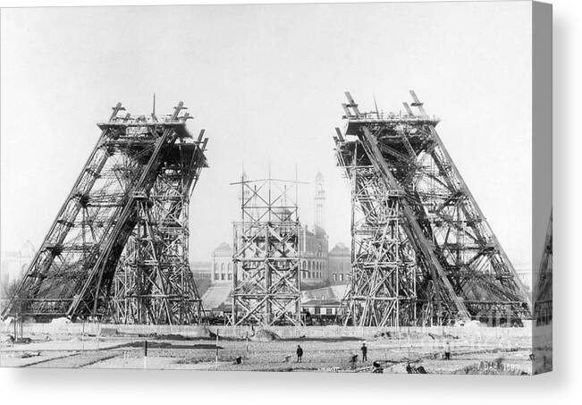 People Canvas Print featuring the photograph Eiffel Tower In Early Construction by Bettmann