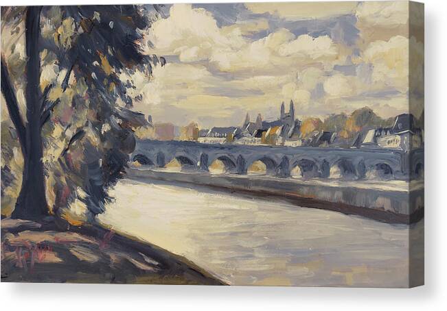 Maastricht Canvas Print featuring the painting Maastricht seen from Wyck by Nop Briex