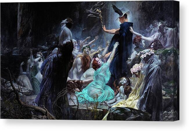 Adolf Hiremy-hirschl Canvas Print featuring the painting The Souls of Acheron, 1898 by Adolf Hiremy-Hirschl