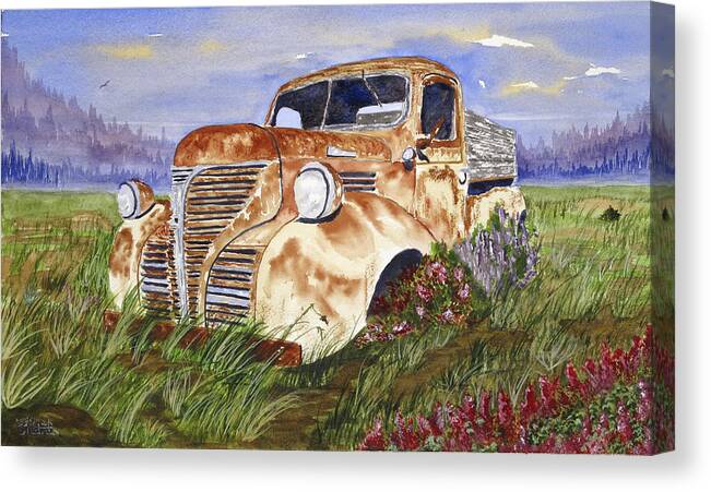 Truck Canvas Print featuring the painting Abandon Truck #1 by Richard Stedman