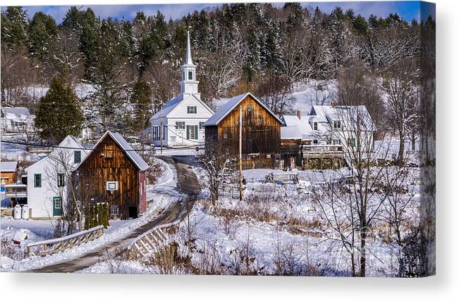 'waits River Canvas Print featuring the photograph Late Autumn snow. #1 by New England Photography