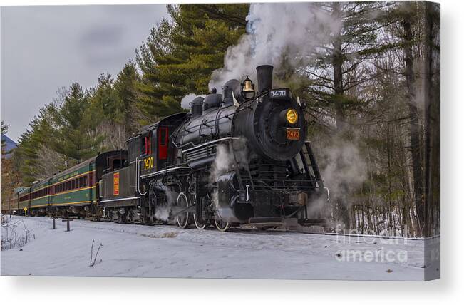 Conway Scenic Railroad Canvas Print featuring the photograph Steam In The Snow 2015 #2 by New England Photography