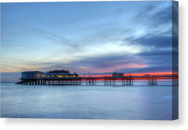 Amusements Canvas Print featuring the photograph Cromer Pier At Sunrise On English Coast #2 by Fizzy Image