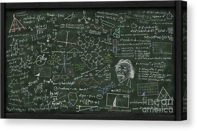Algebra Canvas Print featuring the digital art Maths Formula On Chalkboard #3 by Setsiri Silapasuwanchai