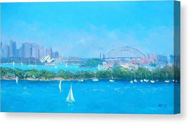 Sydney Harbour Canvas Print featuring the painting Sydney Harbour and the Opera House by Jan Matson #7 by Jan Matson