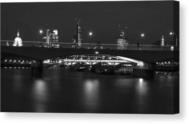 London Canvas Print featuring the photograph Waterloo Bridge St Pauls London #4 by David French