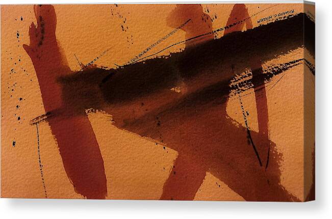 Abstract Watercolor Warm Earth Tones Canvas Print featuring the painting Ascension by Richard Hinger