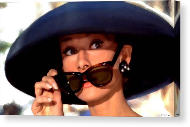 Audrey Hepburn Canvas Print featuring the digital art Audrey Hepburn @ Breakfast at Tiffany's by Gabriel T Toro