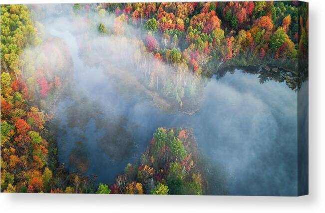 Drone Canvas Print featuring the photograph Autumn Symphony I by John Fan