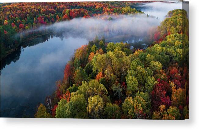 Drone Canvas Print featuring the photograph Autumn Symphony II by John Fan