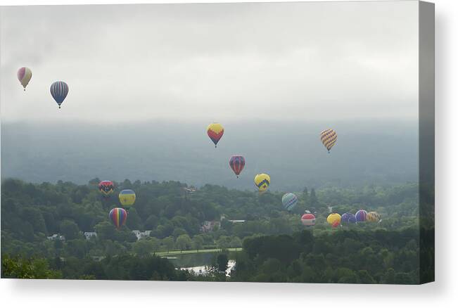 Hot Air Balloons Canvas Print featuring the photograph Balloon Rise over Quechee Vermont by John Vose