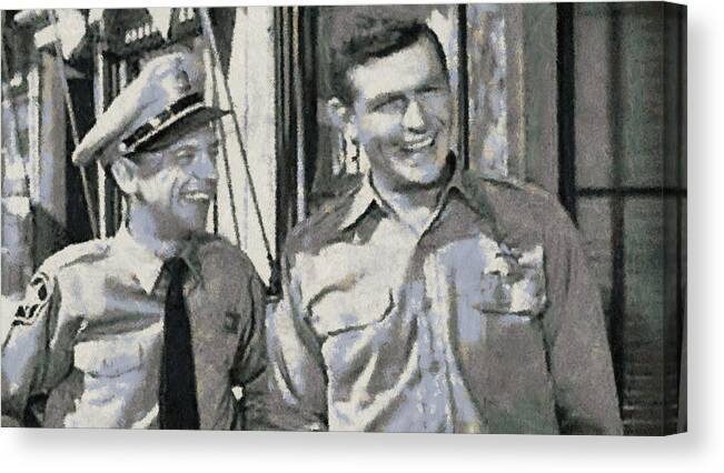 Barney Canvas Print featuring the photograph Barney Fife and Andy Taylor by Paulette B Wright