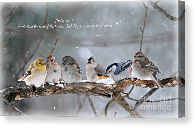  Canvas Print featuring the photograph Birds on a Branch by Lila Fisher-Wenzel