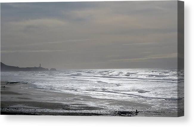 Waves Canvas Print featuring the photograph Blue Lighthouse view by Susan Garren