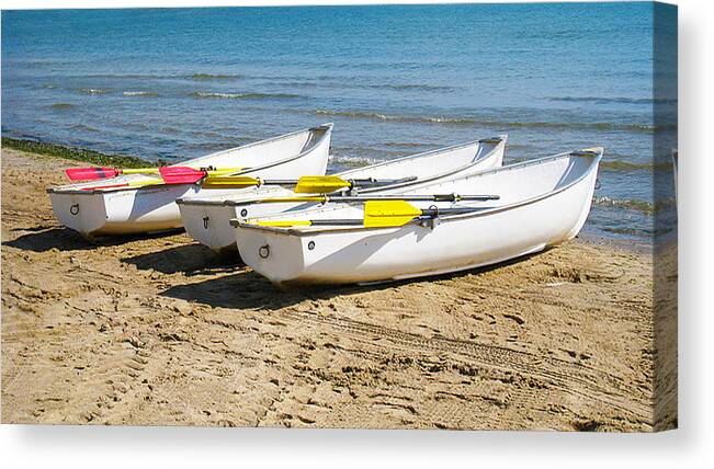 Lake Canvas Print featuring the photograph Boats by Milena Ilieva