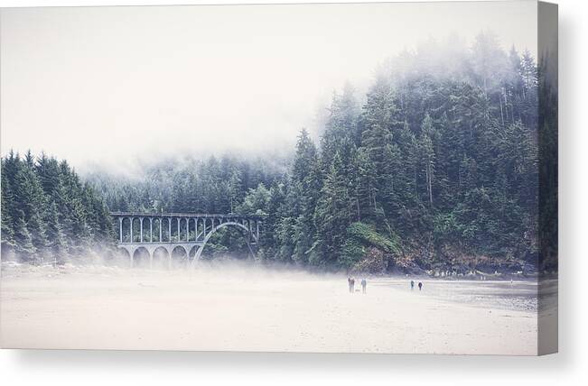 2013 Canvas Print featuring the photograph Bridge In the Mist by Carrie Cole