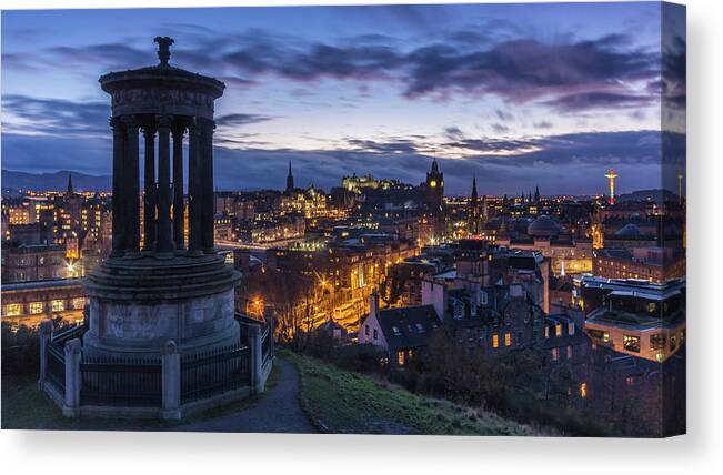 Tranquility Canvas Print featuring the photograph Calton Hill In Edinburgh by Glenn Driver