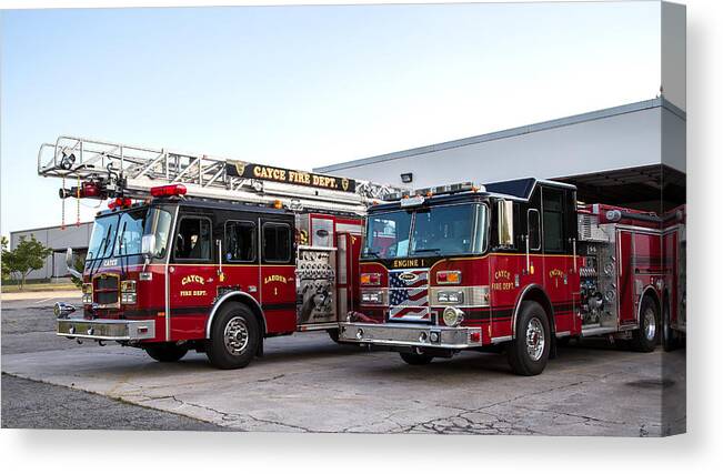 Cayce Canvas Print featuring the photograph Cayce Fire Trucks by Charles Hite