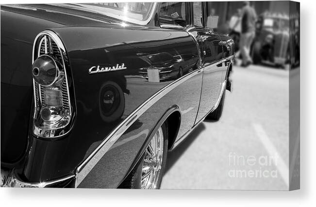B&w Canvas Print featuring the photograph Chevy Reflections by Randall Cogle