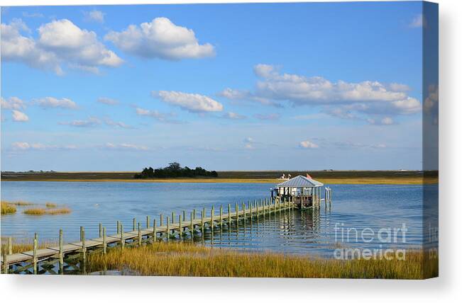 Blue Canvas Print featuring the photograph Coastal Waterway Scene 16x9 Ratio by Bob Sample