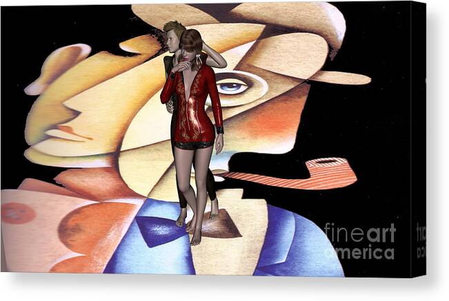 Contradictory Complementarity Humans Canvas Print featuring the digital art Contradictory Complementarity of Humans2 by Stanley Morganstein