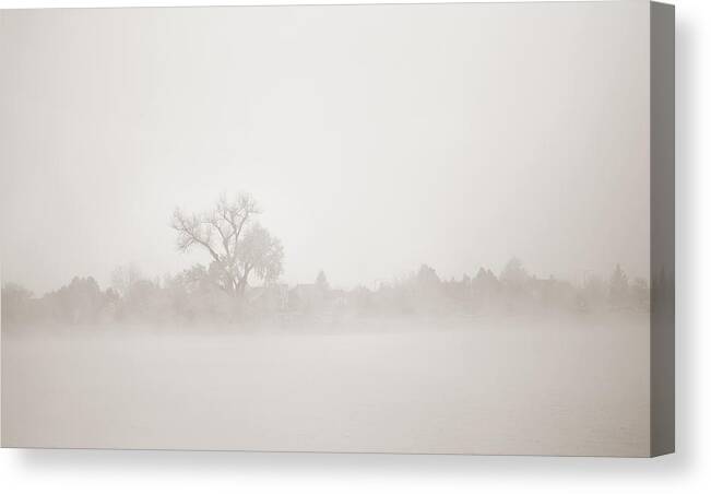 Fog Canvas Print featuring the photograph Distant Shoreline by Marilyn Hunt