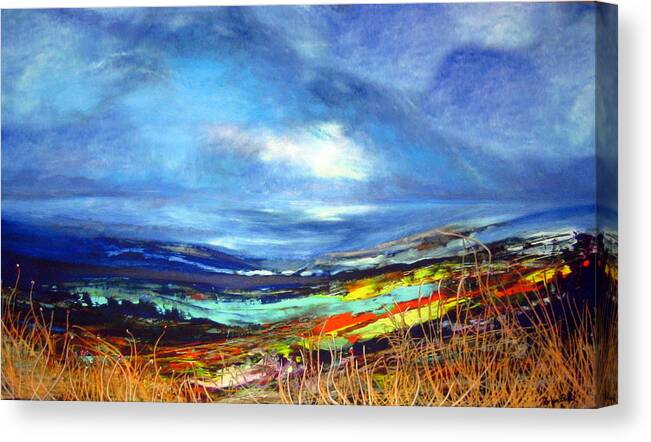 This Is A Landscape Mixed Media Print Embellished With Acrylic Canvas Print featuring the painting Distant Vista by Jan VonBokel