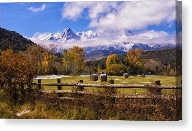 Double Rl Ranch Canvas Print featuring the photograph Double RL Ranch Painterly by Priscilla Burgers