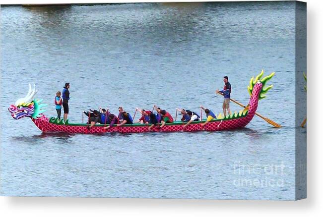Photograph Canvas Print featuring the photograph Dragon Boat Rowers by Susan Garren