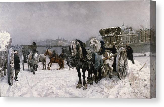 Christian Skredsvig Canvas Print featuring the painting Driving snow by Seinen by Christian Skredsvig