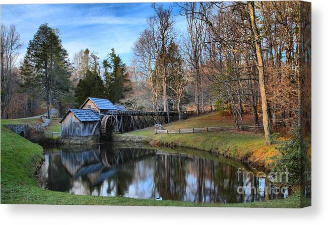 Mabry Mill Canvas Print featuring the photograph Dusk Reflections At Mabry Mill by Adam Jewell