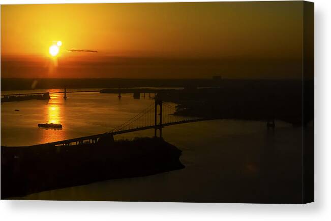 Silhouette Canvas Print featuring the photograph East River Sunrise by Greg Reed