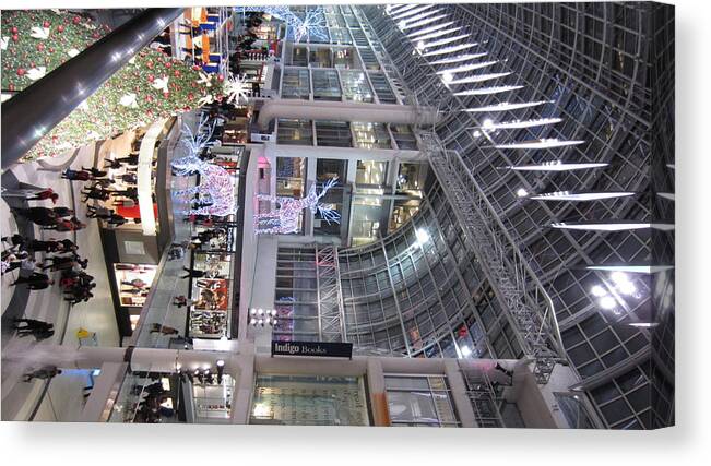 Eaton Centre Canvas Print featuring the photograph Falling Icicles by Salbro Jr