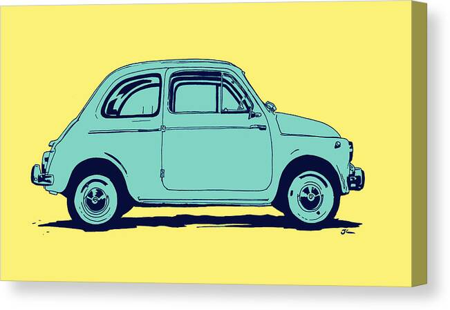 Car Canvas Print featuring the drawing Fiat 500 by Giuseppe Cristiano