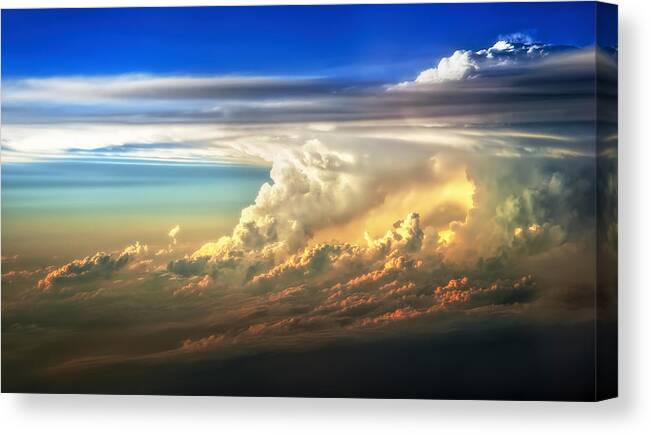 Sunset Canvas Print featuring the photograph Fire in the Sky from 35000 Feet by Scott Norris