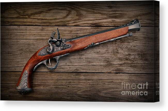 Pistol Canvas Print featuring the photograph Flintlock Blunderbuss Pistol by Paul Ward