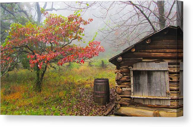 Autumn Canvas Print featuring the photograph Foggy Morning by Mariola Szeliga