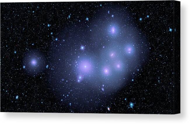 Galaxy Canvas Print featuring the photograph Fornax Cluster Galaxies by Nasa/jpl-caltech