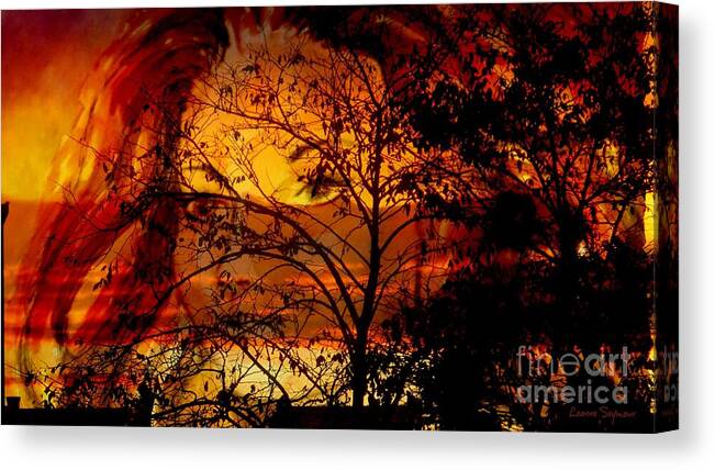 Sunset Canvas Print featuring the mixed media Goddess At Sunset by Leanne Seymour