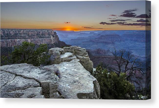 Sun Canvas Print featuring the photograph Grand Canyon Sunset by William Bitman