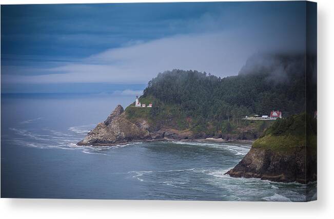 Carrie Cole Canvas Print featuring the photograph Heceta Head Lighthouse by Carrie Cole