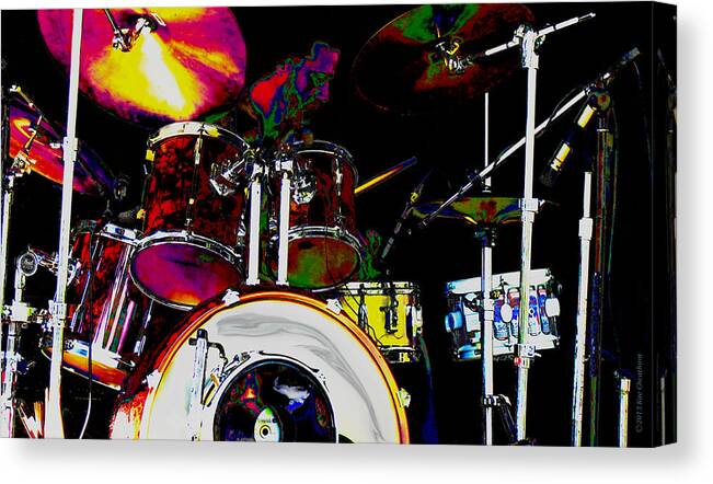 Drum Set And Drummer Canvas Print featuring the photograph Hot Licks Drummer by Kae Cheatham