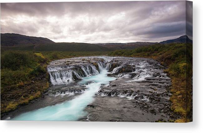 Scenics Canvas Print featuring the photograph Iceland Bruarfoss Waterfall by Spreephoto.de