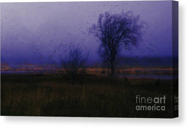Blue Misty Reflection Canvas Print featuring the photograph Impressionist landscape by Julie Lueders 