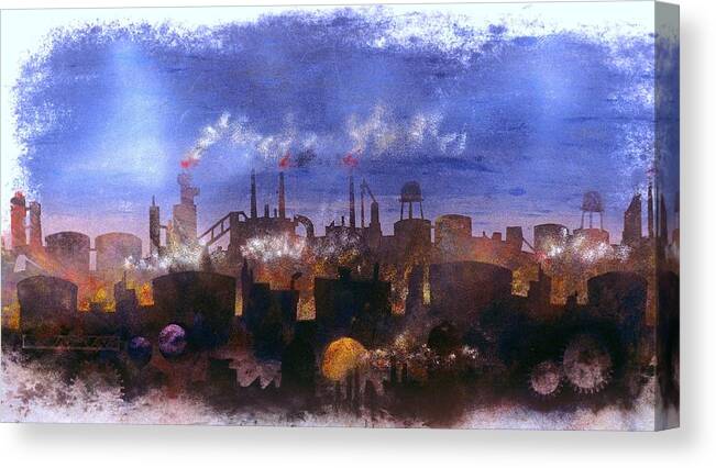 Industrial Canvas Print featuring the painting Industry Prevails by William Renzulli