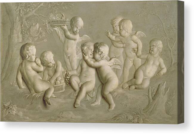 Cupids Canvas Print featuring the painting Juvenile Bacchanalia, 1783 by Grigoriy Ivanovich Ugryumov