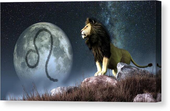 Leo Canvas Print featuring the digital art Leo Zodiac Symbol by Daniel Eskridge