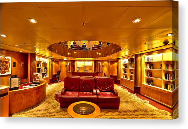 Library Canvas Print featuring the photograph Library on Royal Caribbean Adventures of the Seas by Craig Bowman