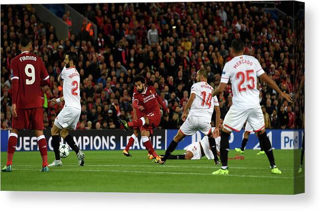People Canvas Print featuring the photograph Liverpool FC V Sevilla FC - Uefa by Stu Forster